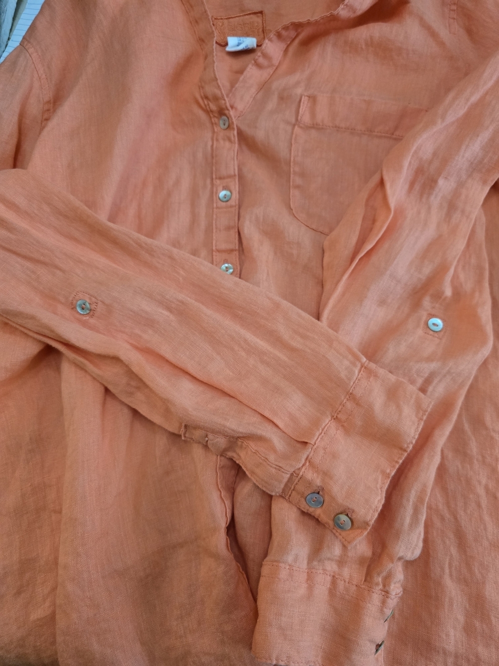 Sigrid Olsen Coral Button-Front Linen Shirt Women Size L - Picture 7 of 11